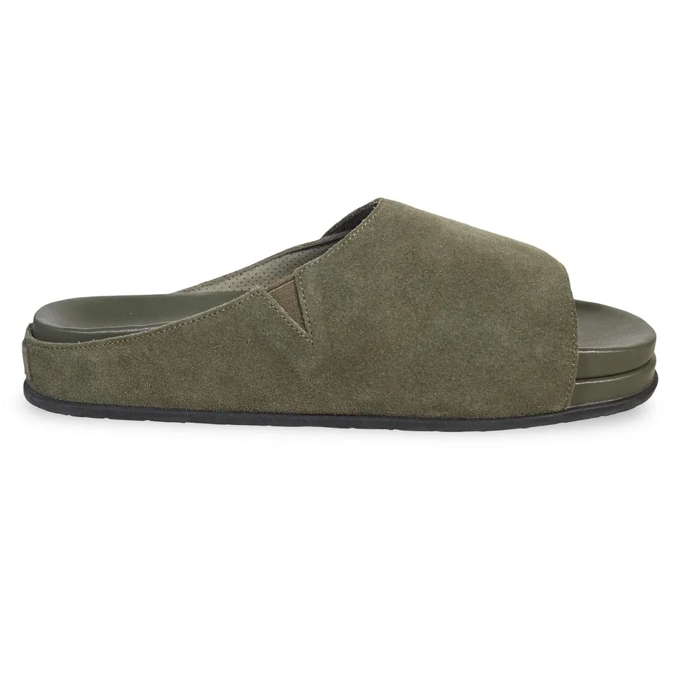 Commbi The Ollie Slide Sandals Army Olive Green Suede Mens 10 Womens 12 EU 43